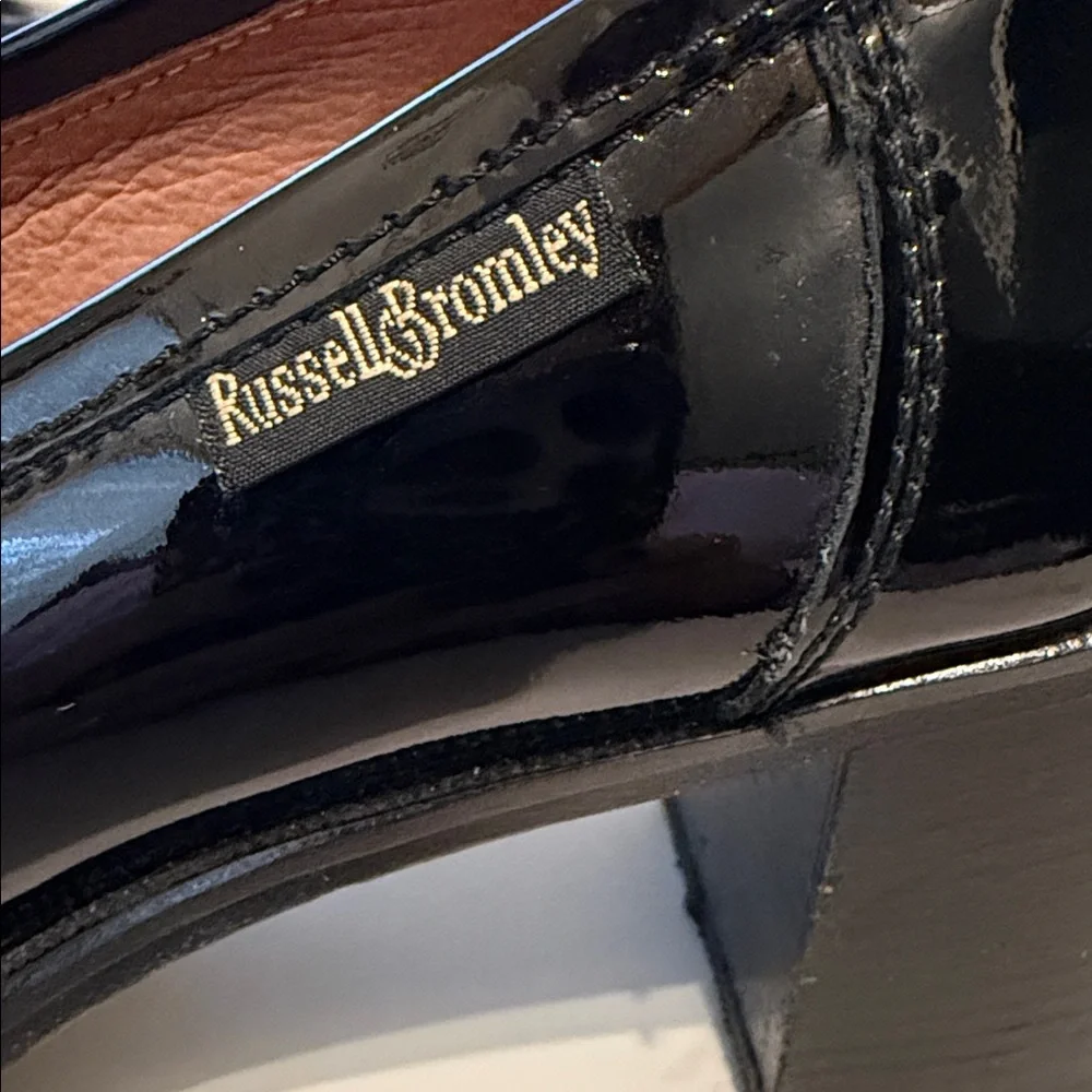 Russell & Bromley Midchester Ladies Black Leather Heeled Loafers Size EU 41 US 8